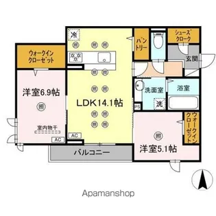 シエロアスール【2階】の間取り