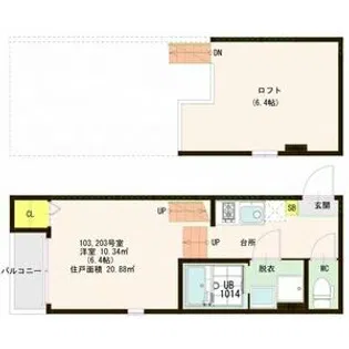 ハーモニーテラス伊在【2階】の間取り