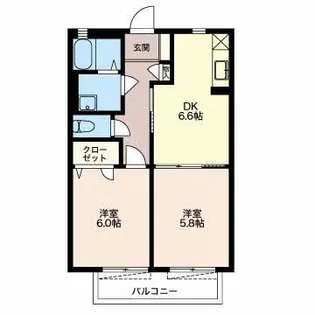 ベルメゾン大友 B【2階】の間取り