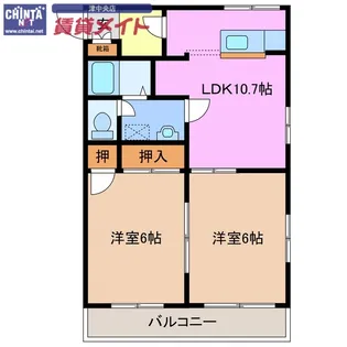 明石ハイツB【2階】の間取り