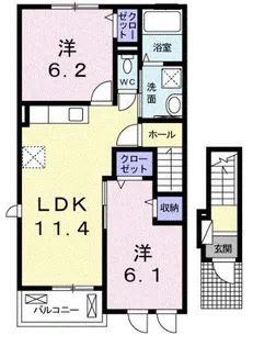 宮崎県都城市志比田町【アパート】の間取り