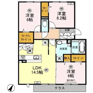 埼玉県越谷市レイクタウン9【アパート】の間取り