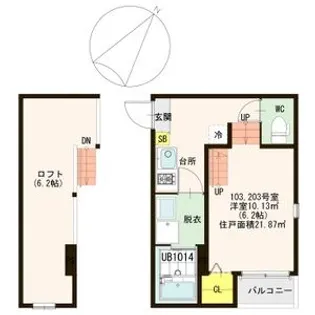 イーストヴィレッジ【2階】の間取り