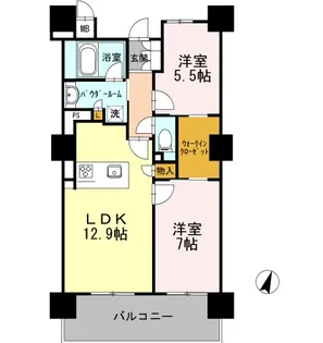 ロイヤルパークスERささしま SOUTH【12階】の間取り