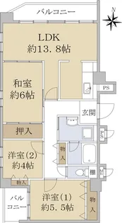 ルネッサコートASHIYA【5階】の間取り