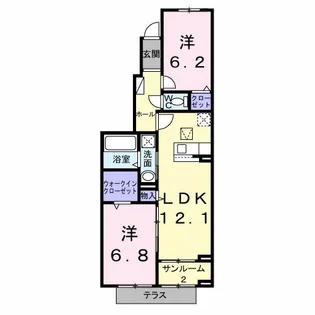 ベル・コリーヌB【1階】の間取り