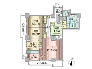 知事公館前タワーレジデンス【17階】の間取り