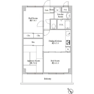 盛大パレス【5階】の間取り