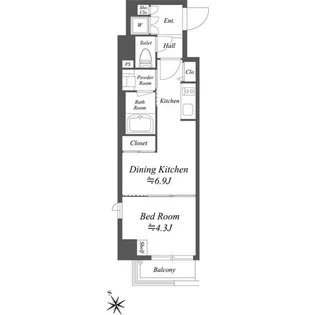 AIFLAT駒込一丁目【5階】の間取り