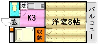 東子ハイツb【4階】の間取り