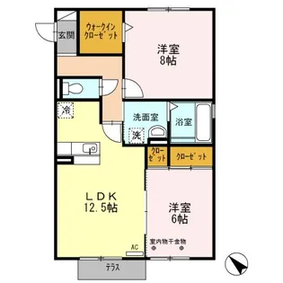 グランモア若葉C【1階】の間取り
