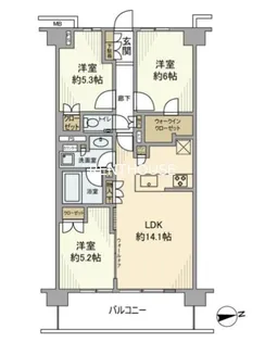 ブランズシティ調布【5階】の間取り