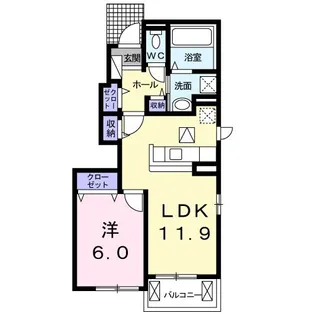 ラ・ヴィ・エゼB【1階】の間取り