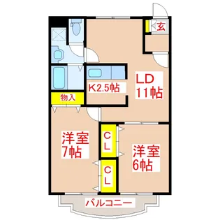 ガーデンプレイス錦江【2階】の間取り