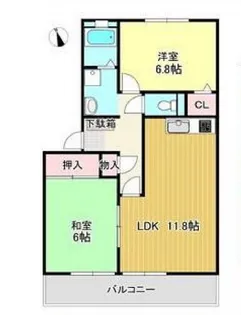 フォブール東山崎B棟【3階】の間取り