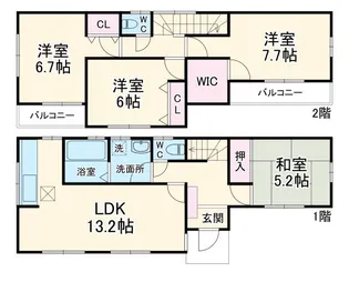 アトリエシェア相原ハウス【2階】の間取り