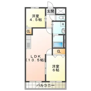 2LDKの間取り画像