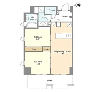 リバーレ麻布十番【5階】の間取り