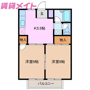 パレスインビレッヂ【2階】の間取り
