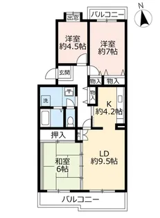 UR高槻赤大路【4階】の間取り