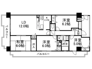 パデシオン宇治三室戸II番館【5階】の間取り