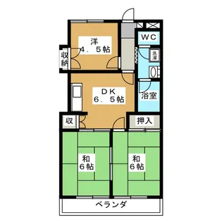 ハイホームズ七瀬【4階】の間取り