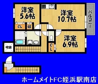 福岡県福岡市西区富士見1【アパート】の間取り