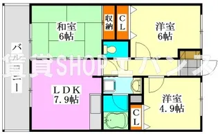 ソレアードハサマ【4階】の間取り