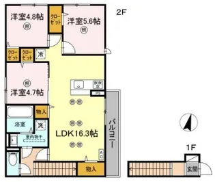 カーサ平良【2階】の間取り
