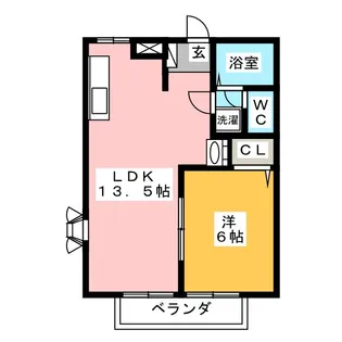 スカイハイツE【2階】の間取り