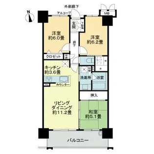 サーパス木太八坂通り【9階】の間取り