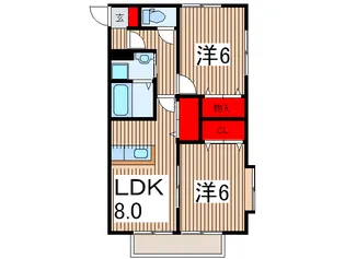 コンフォ-ト柏原Bの間取り