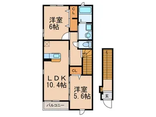 ティアモI【2階】の間取り