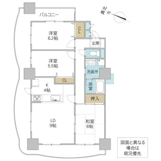 シャトーアトラス【9階】の間取り