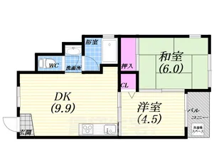 芦屋第一コーポラス【2階】の間取り