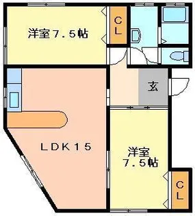 メゾンハイブリッヂII【2階】の間取り