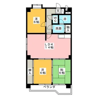 レジデンス栄光【6階】の間取り