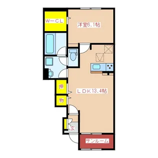 セレーノサンドウI【1階】の間取り