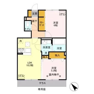 カーサ ソレール【1階】の間取り