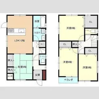 愛知県稲沢市日下部北町1【一戸建】の間取り