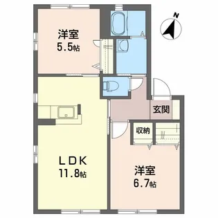 メゾンボヌールII A棟【1階】の間取り