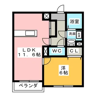 サンクラート【1階】の間取り
