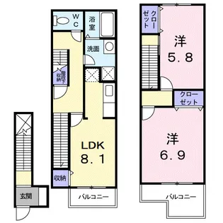 神奈川県小田原市鴨宮【アパート】の間取り