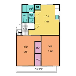 箕ノ手ハイツ A棟【3階】の間取り