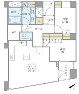 品川Vタワー タワー棟【32階】の間取り