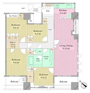 ビーコンヒル能見台センターヒル・E館【11階】の間取り