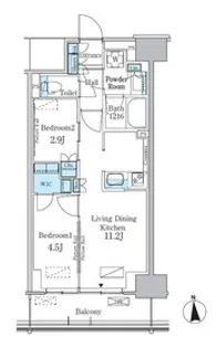 パークアクシス新宿百人町【2階】の間取り