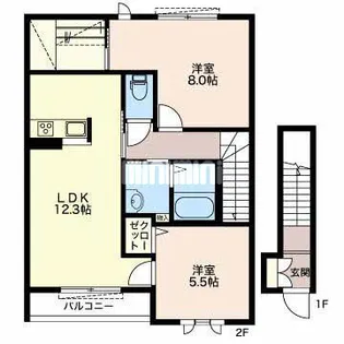 ハーゼル【2階】の間取り