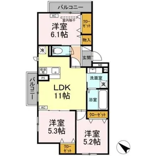 CRESCENTE経堂 弐番館【3階】の間取り
