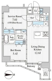 Totsu Residence Kaminarimon【14階】の間取り